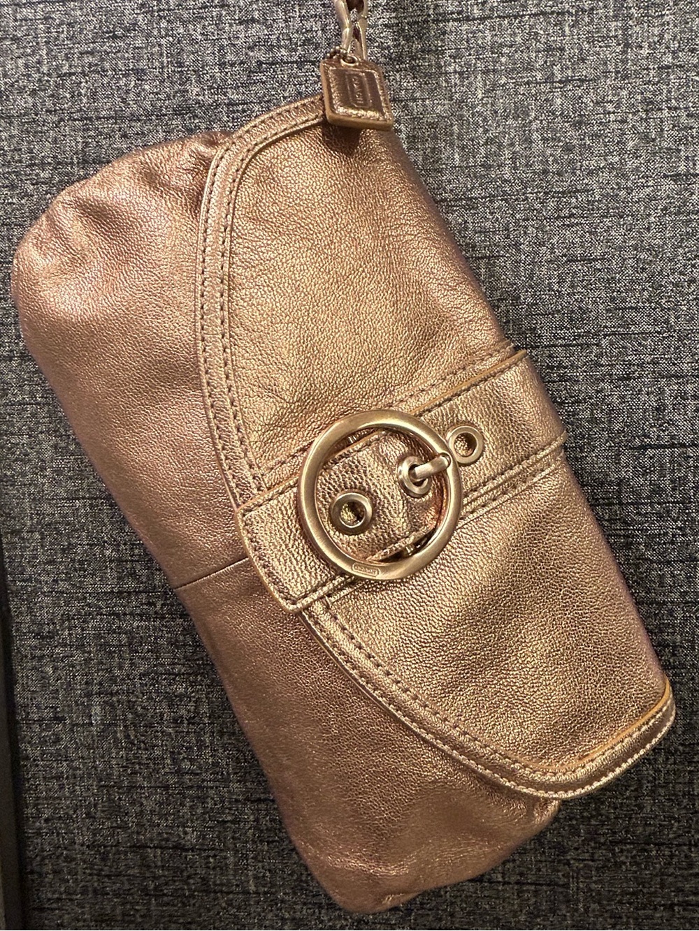 Coach Metallic Gold Leather Wristlet Clutch